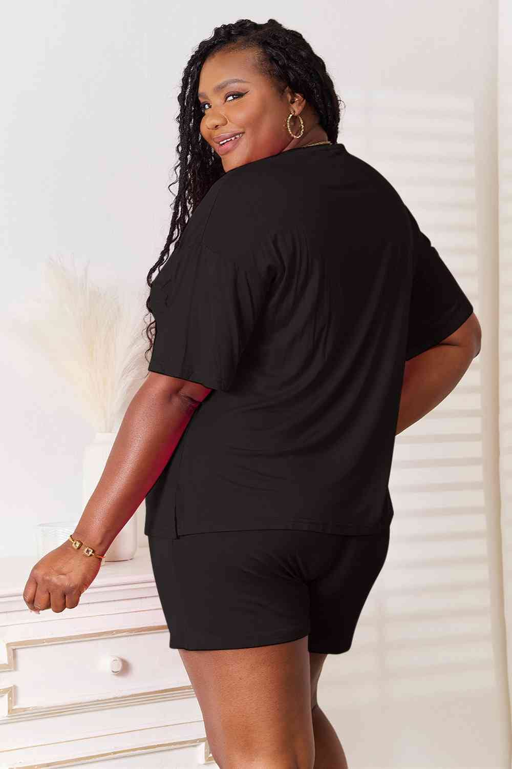 Basic Bae 2 piece Soft Rayon Stretchy Half Sleeve Top and Shorts Loungewear Set Sleepwear & Loungewear jehouze
