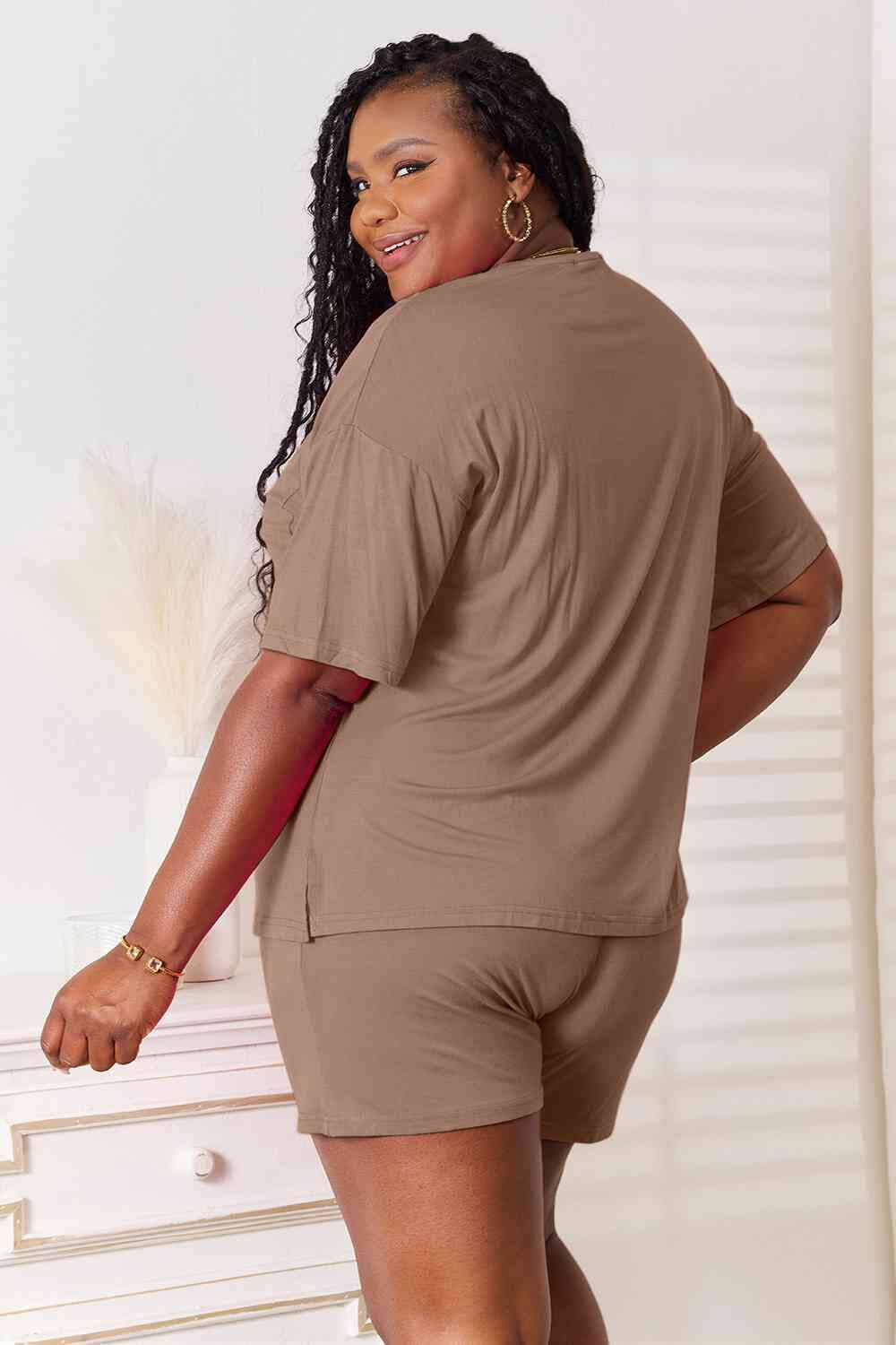 Basic Bae 2 piece Soft Rayon Stretchy Half Sleeve Top and Shorts Loungewear Set Sleepwear & Loungewear jehouze