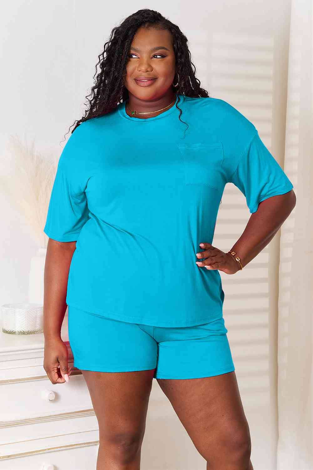 Basic Bae 2 piece Soft Rayon Stretchy Half Sleeve Top and Shorts Loungewear Set Sleepwear & Loungewear jehouze