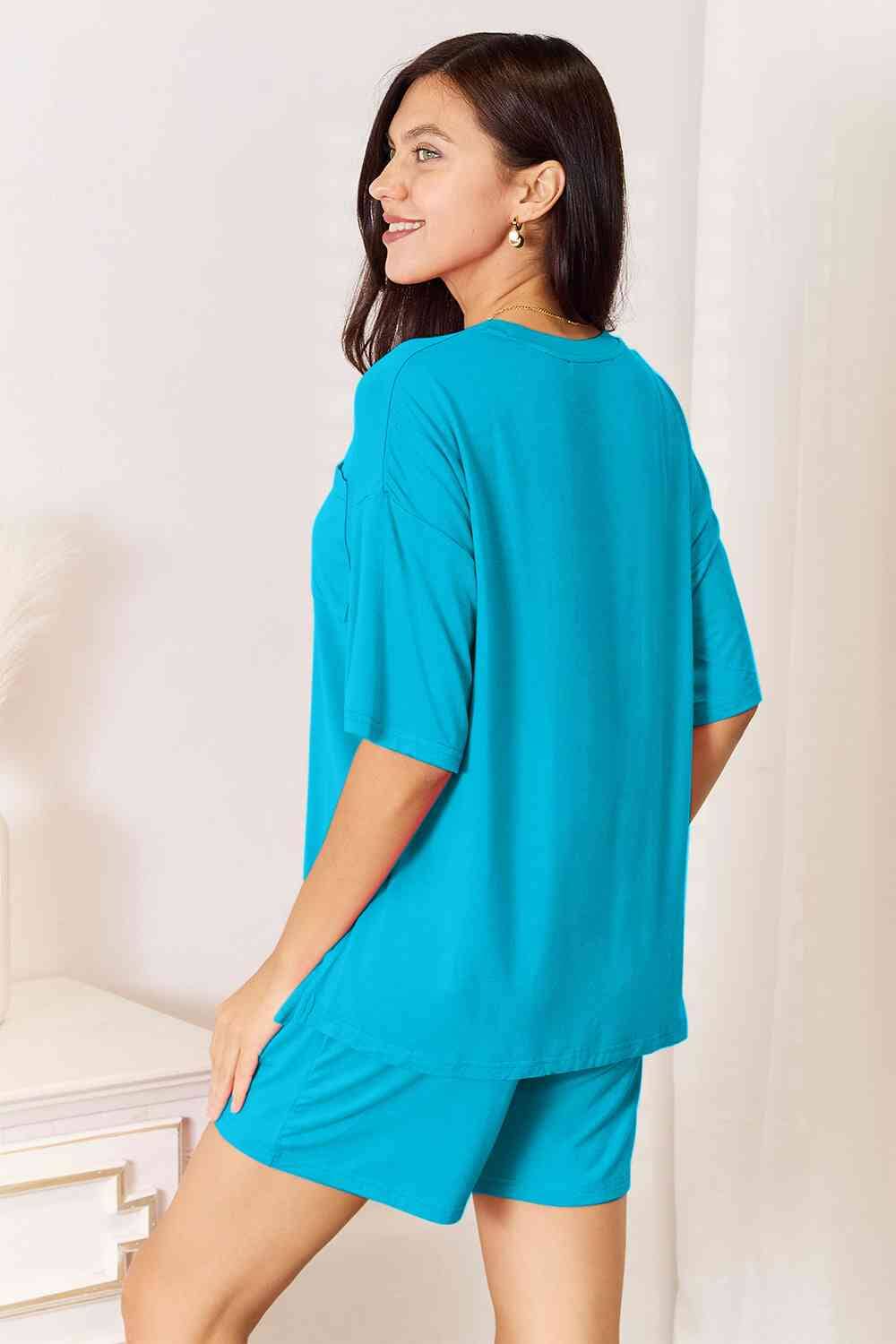 Basic Bae 2 piece Soft Rayon Stretchy Half Sleeve Top and Shorts Loungewear Set Sleepwear & Loungewear jehouze