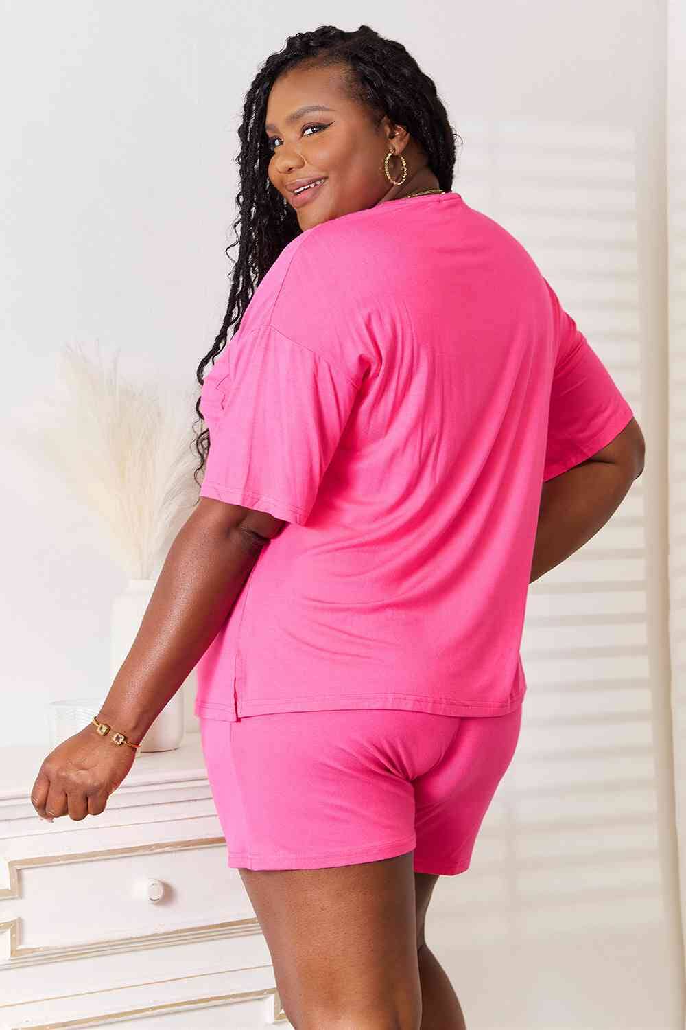 Basic Bae 2 piece Soft Rayon Stretchy Half Sleeve Top and Shorts Loungewear Set Sleepwear & Loungewear jehouze