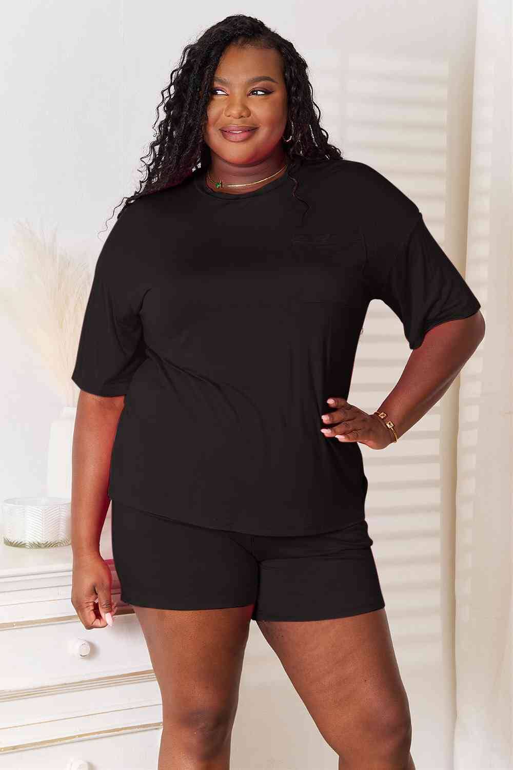 Basic Bae 2 piece Soft Rayon Stretchy Half Sleeve Top and Shorts Loungewear Set Sleepwear & Loungewear jehouze