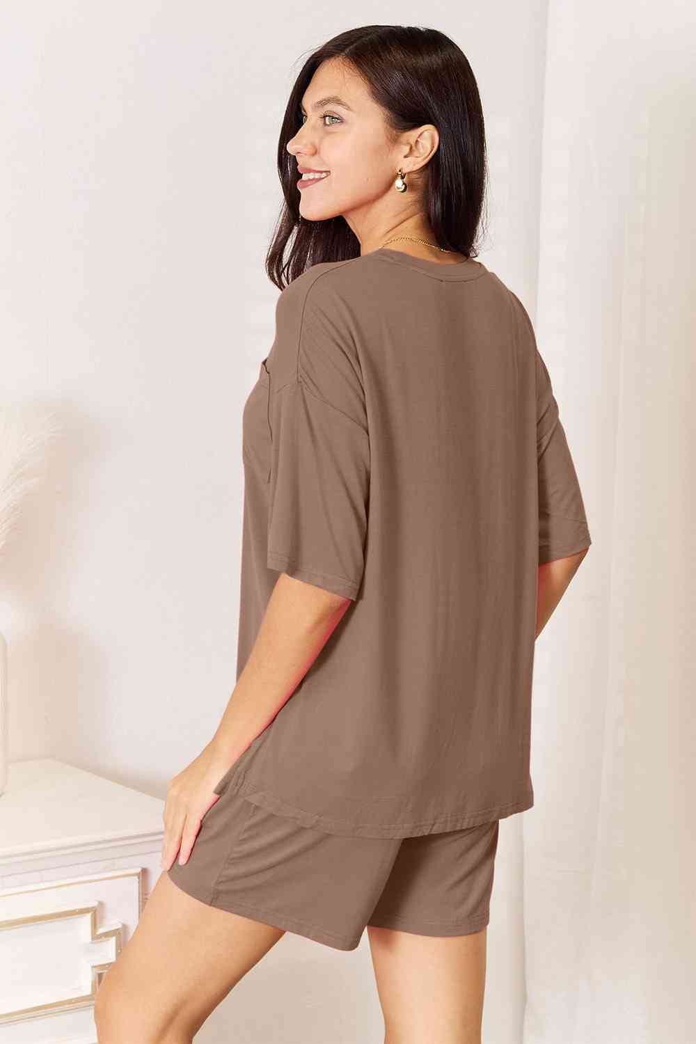 Basic Bae 2 piece Soft Rayon Stretchy Half Sleeve Top and Shorts Loungewear Set Sleepwear & Loungewear jehouze