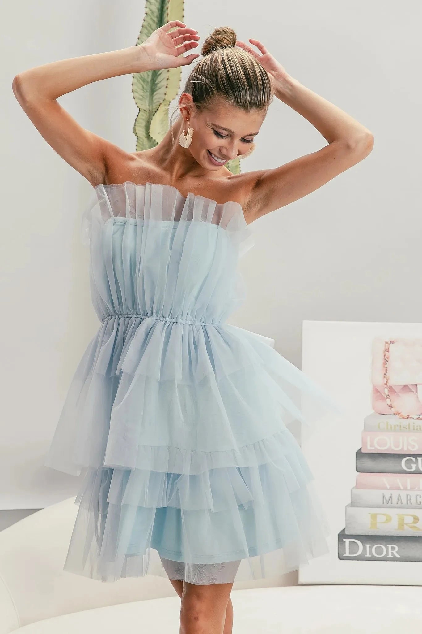 BiBi Sleeveless Layered Organza Dress Dresses jehouze