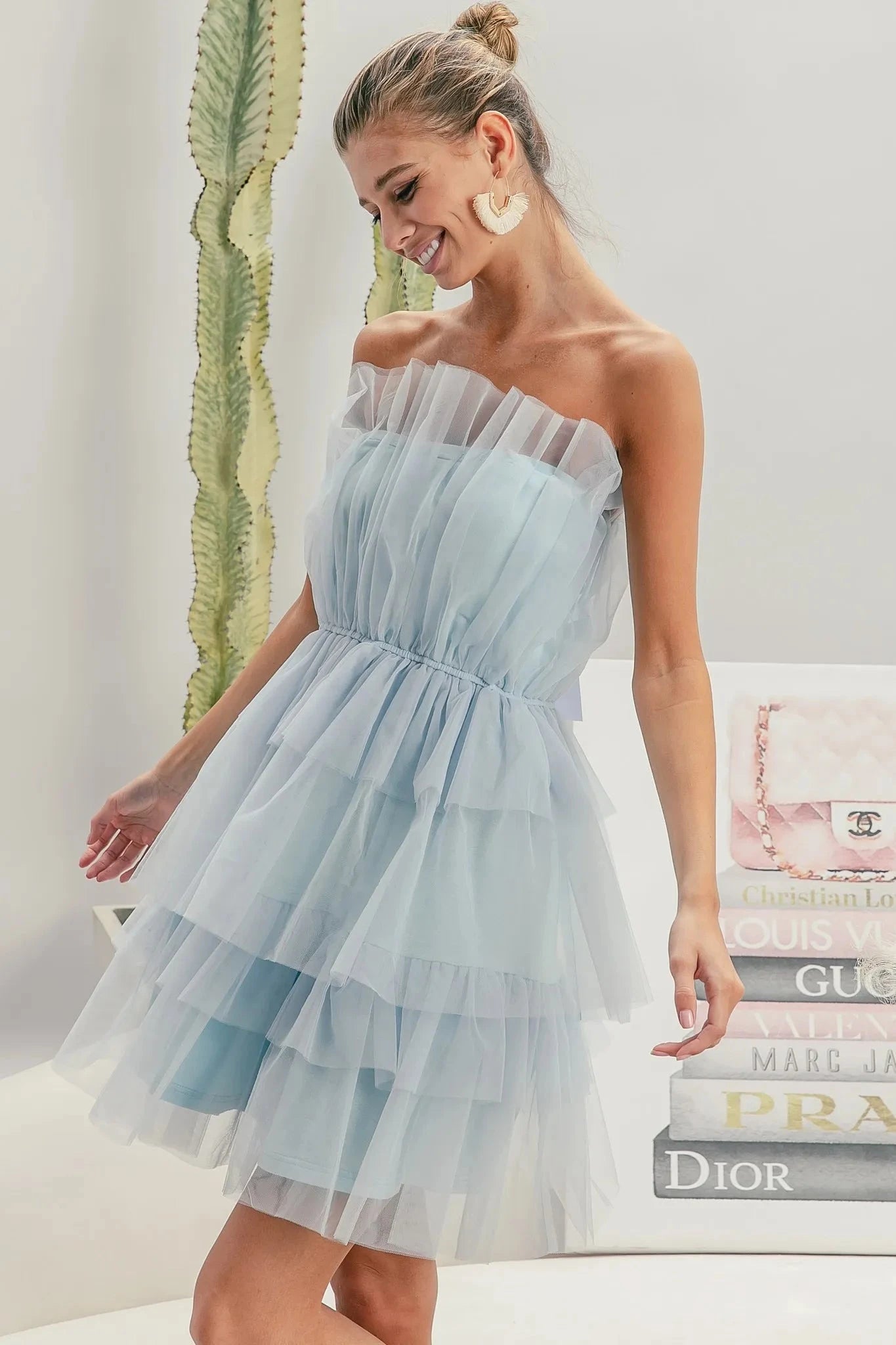BiBi Sleeveless Layered Organza Dress Dresses jehouze