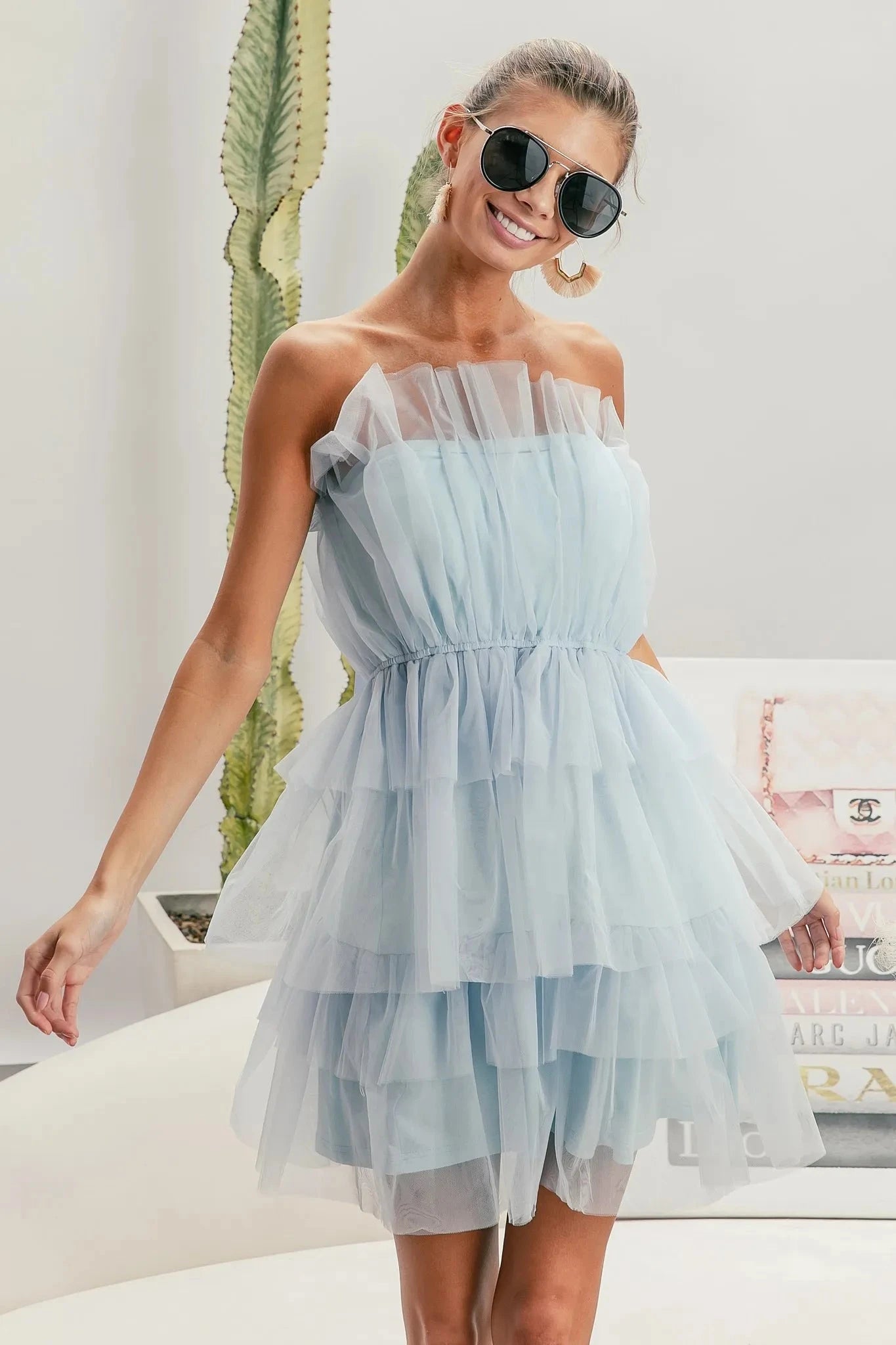 BiBi Sleeveless Layered Organza Dress Dresses jehouze