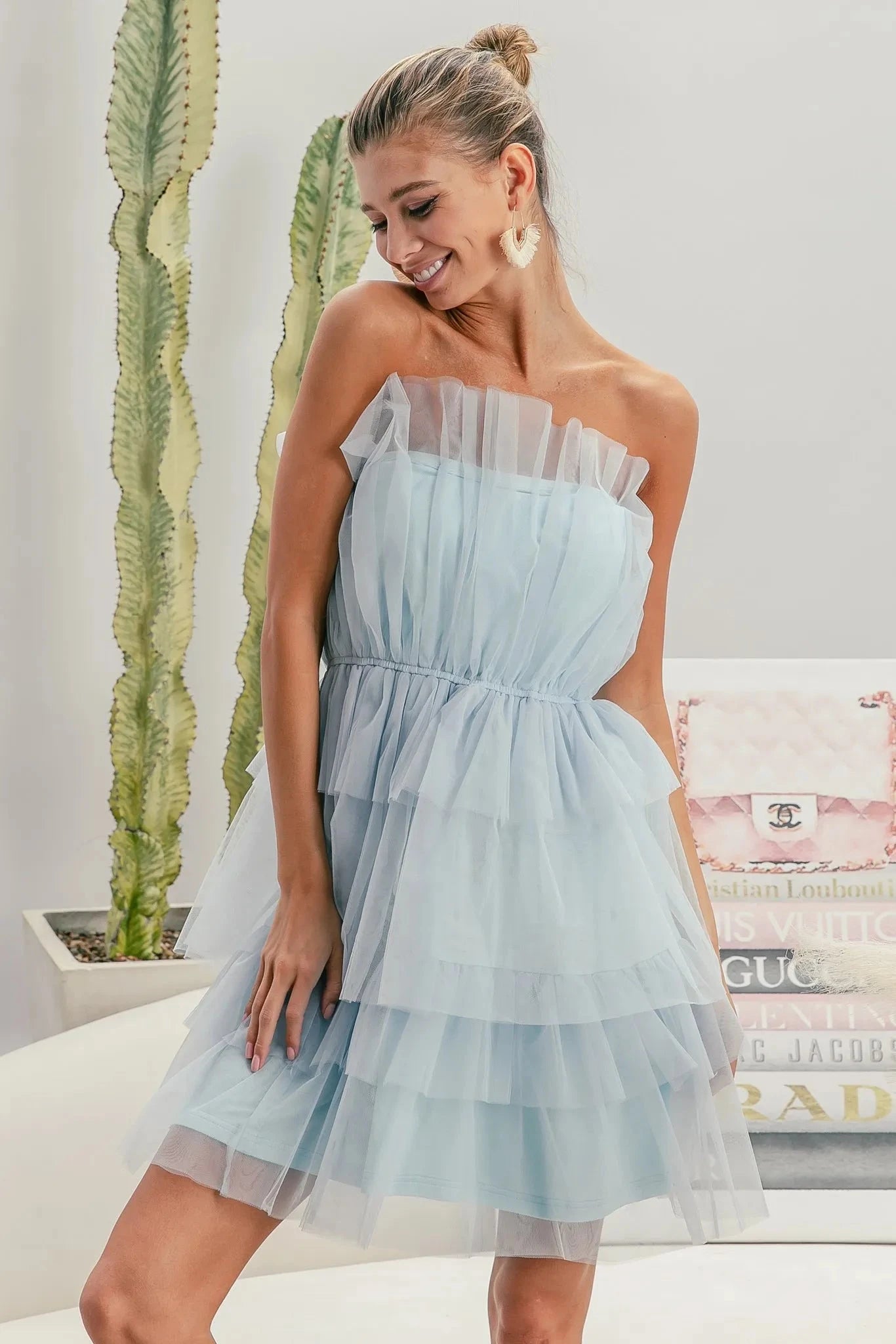 BiBi Sleeveless Layered Organza Dress Dresses jehouze