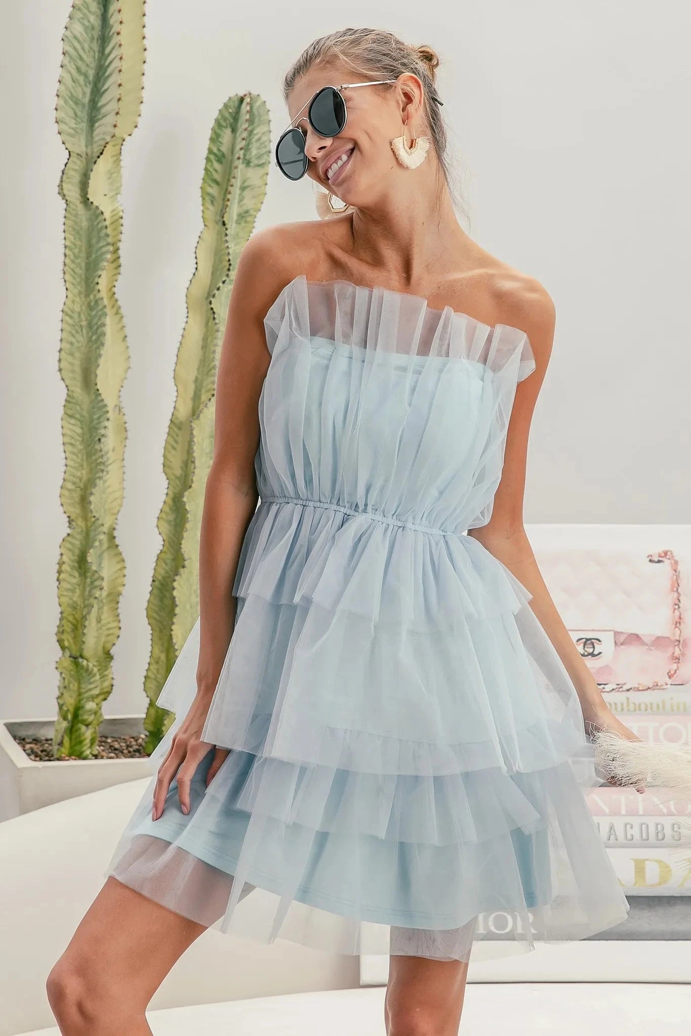 BiBi Sleeveless Layered Organza Dress Dresses jehouze
