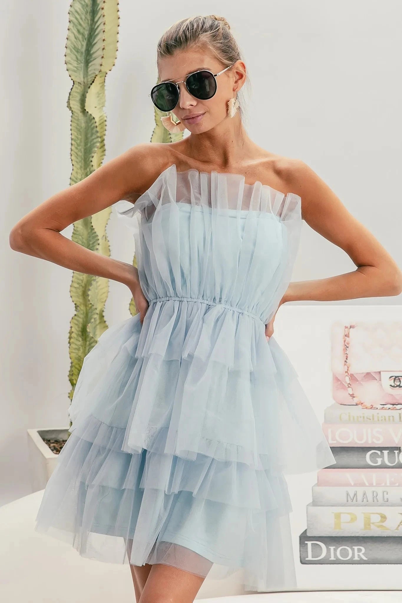 BiBi Sleeveless Layered Organza Dress Dresses jehouze