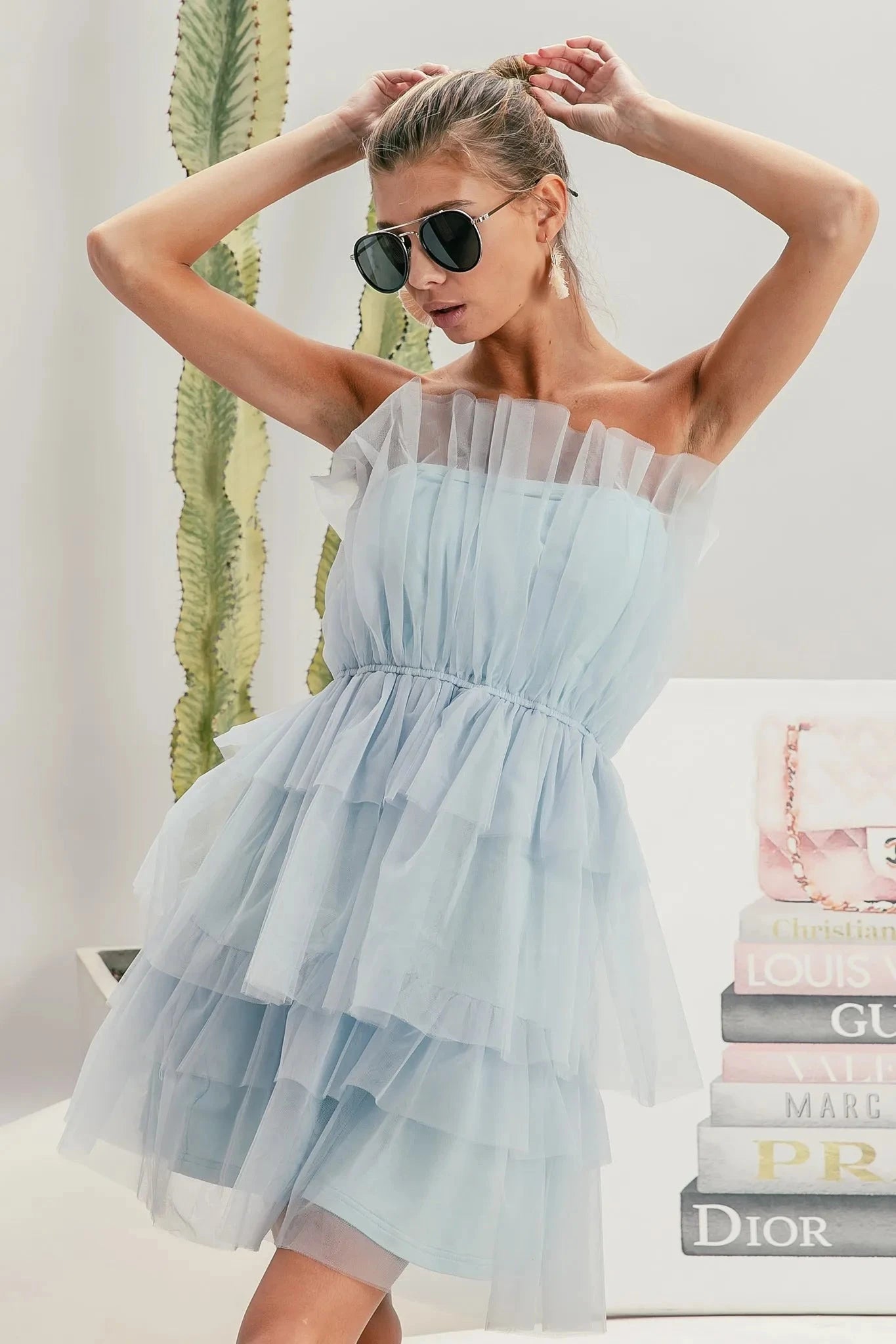 BiBi Sleeveless Layered Organza Dress Dresses jehouze