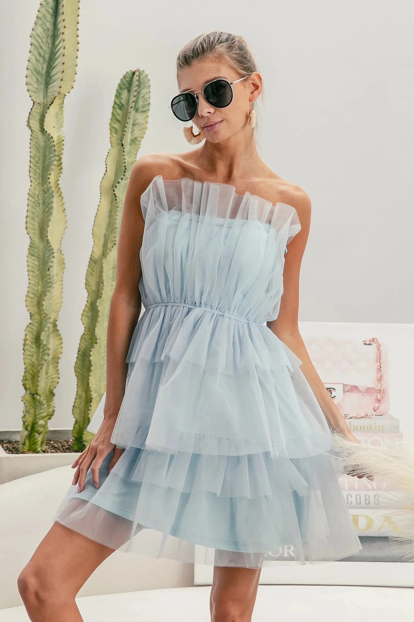 BiBi Sleeveless Layered Organza Dress Dresses jehouze