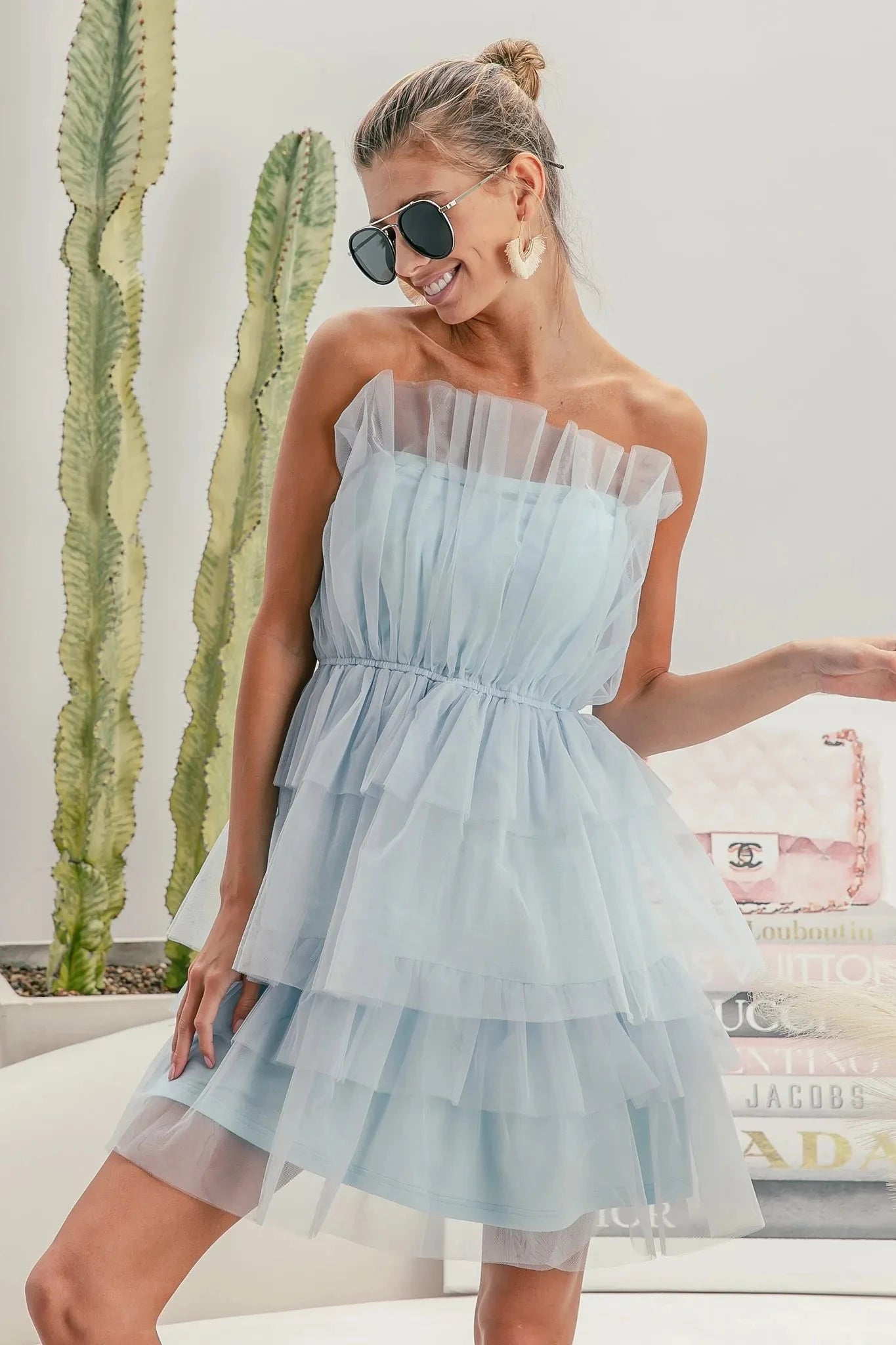 BiBi Sleeveless Layered Organza Dress Dresses jehouze
