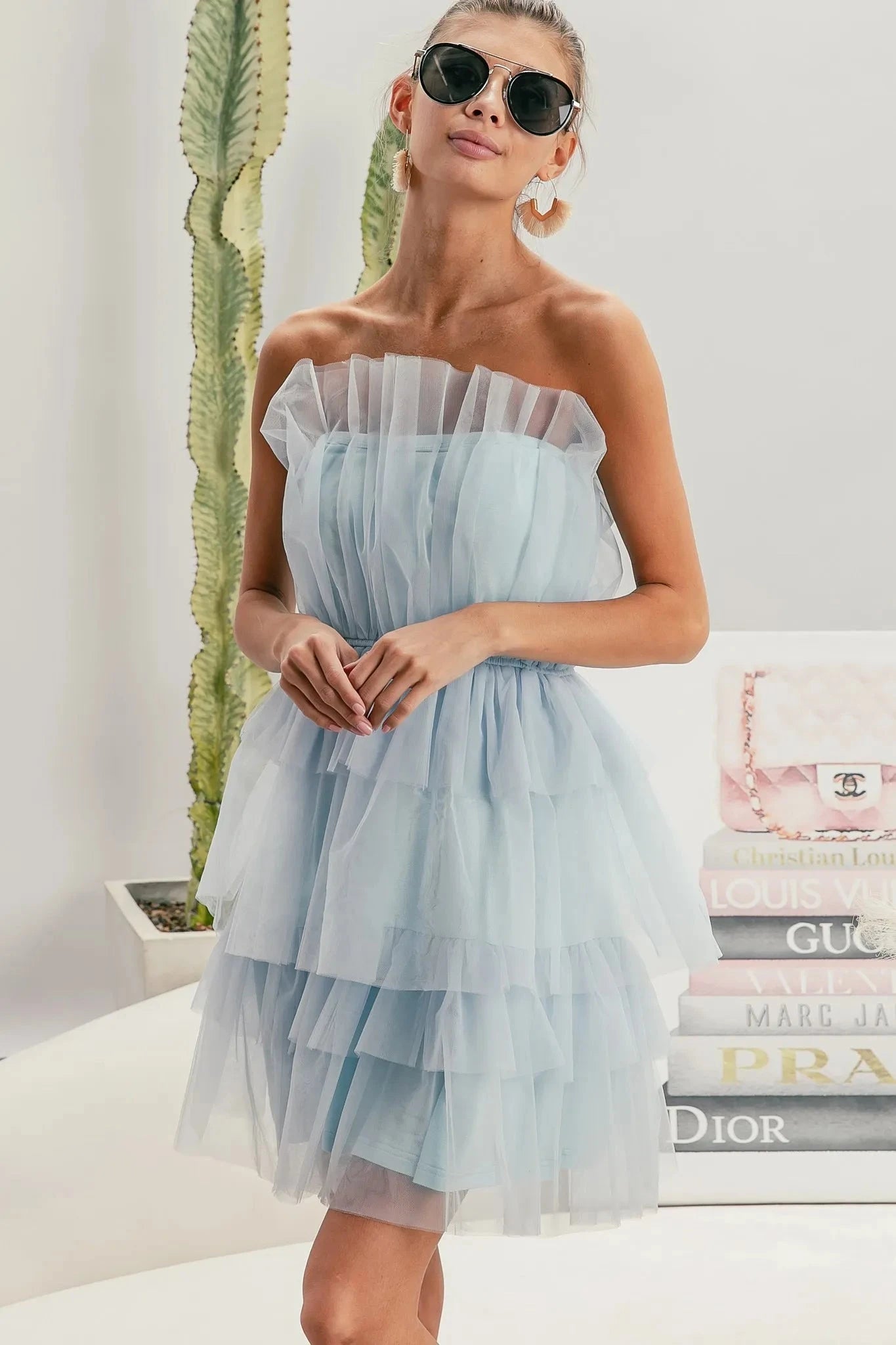 BiBi Sleeveless Layered Organza Dress Dresses jehouze