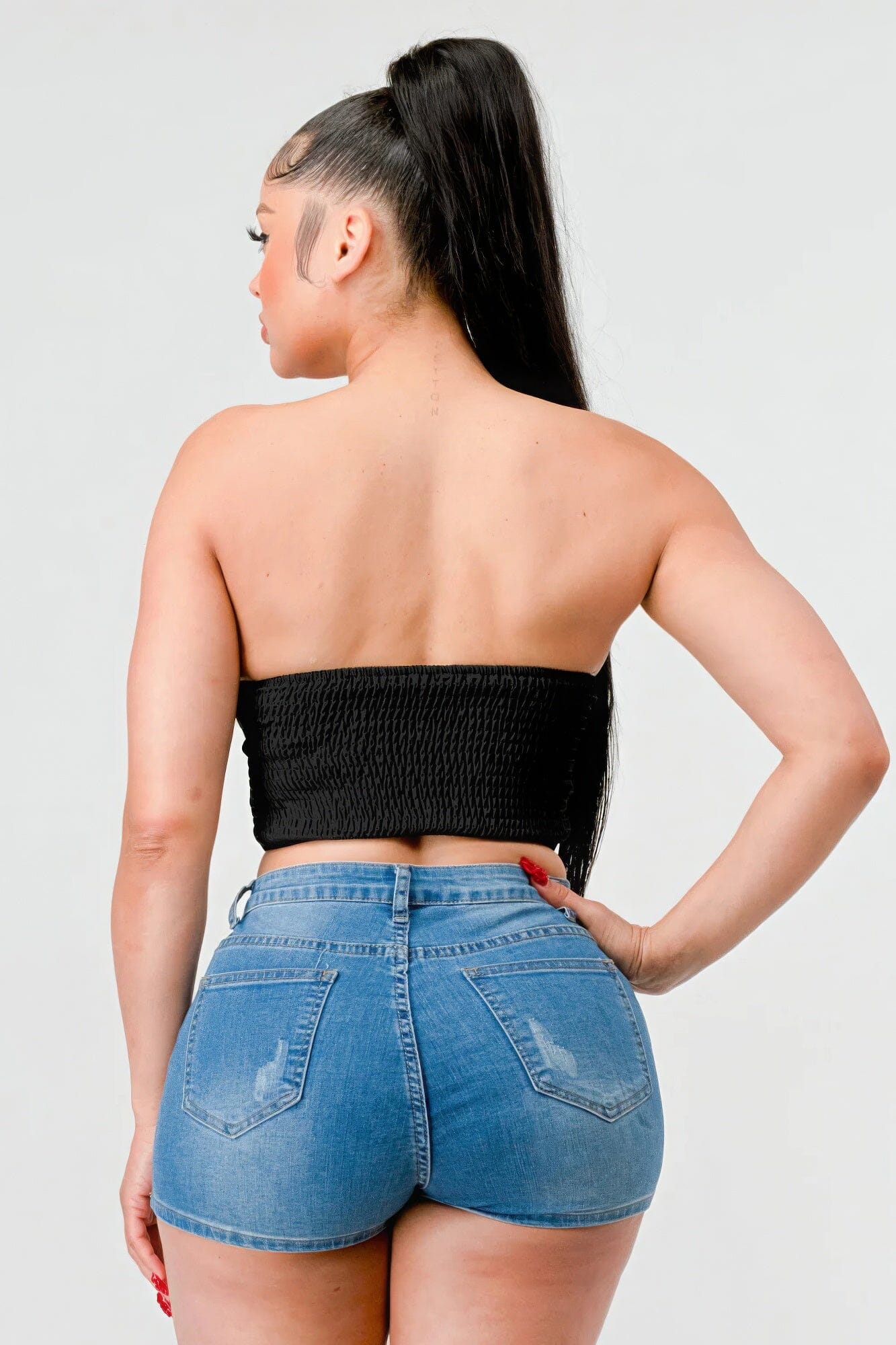 Black Luxe sweetheart ruffled drawstring lace bustier top Shirts & Tops jehouze