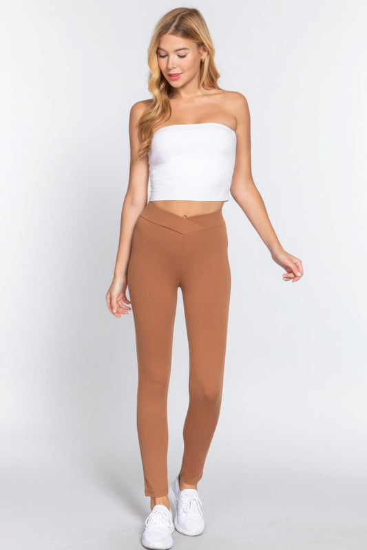 Camel Mid-rise Ponte legging Pants Activewear jehouze S 