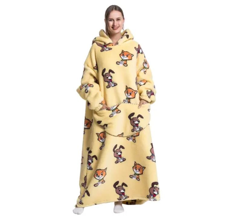 Comfy Wearable Oversized Hoodie Long Blanket Sleepwear & Loungewear jehouze Cat Dog 