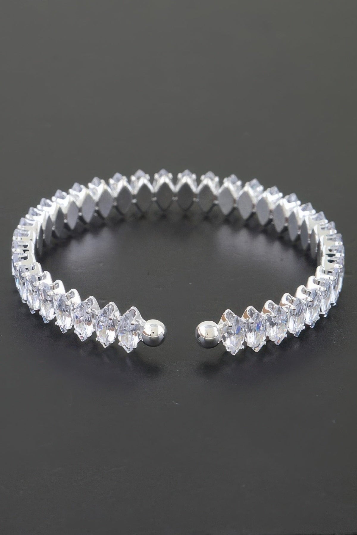 Cubic Zirconia Crystal Cuff Bracelet Bracelets jehouze