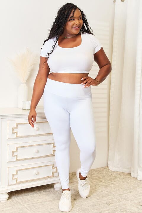 Double Take Wide Waistband Sports Activewear Leggings Activewear jehouze