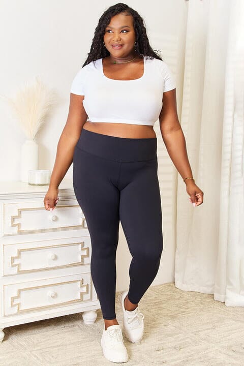 Double Take Wide Waistband Sports Activewear Leggings Activewear jehouze
