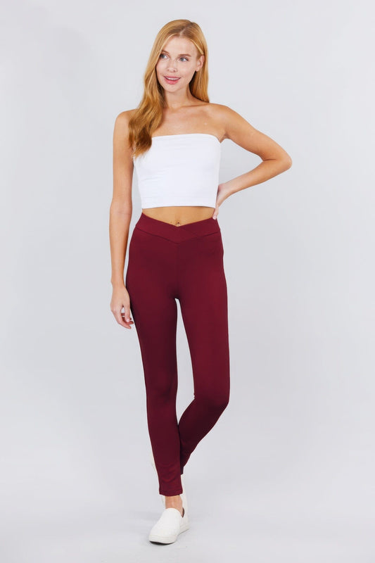 Fire Brick Red Mid-rise Ponte legging Pants Activewear jehouze S 