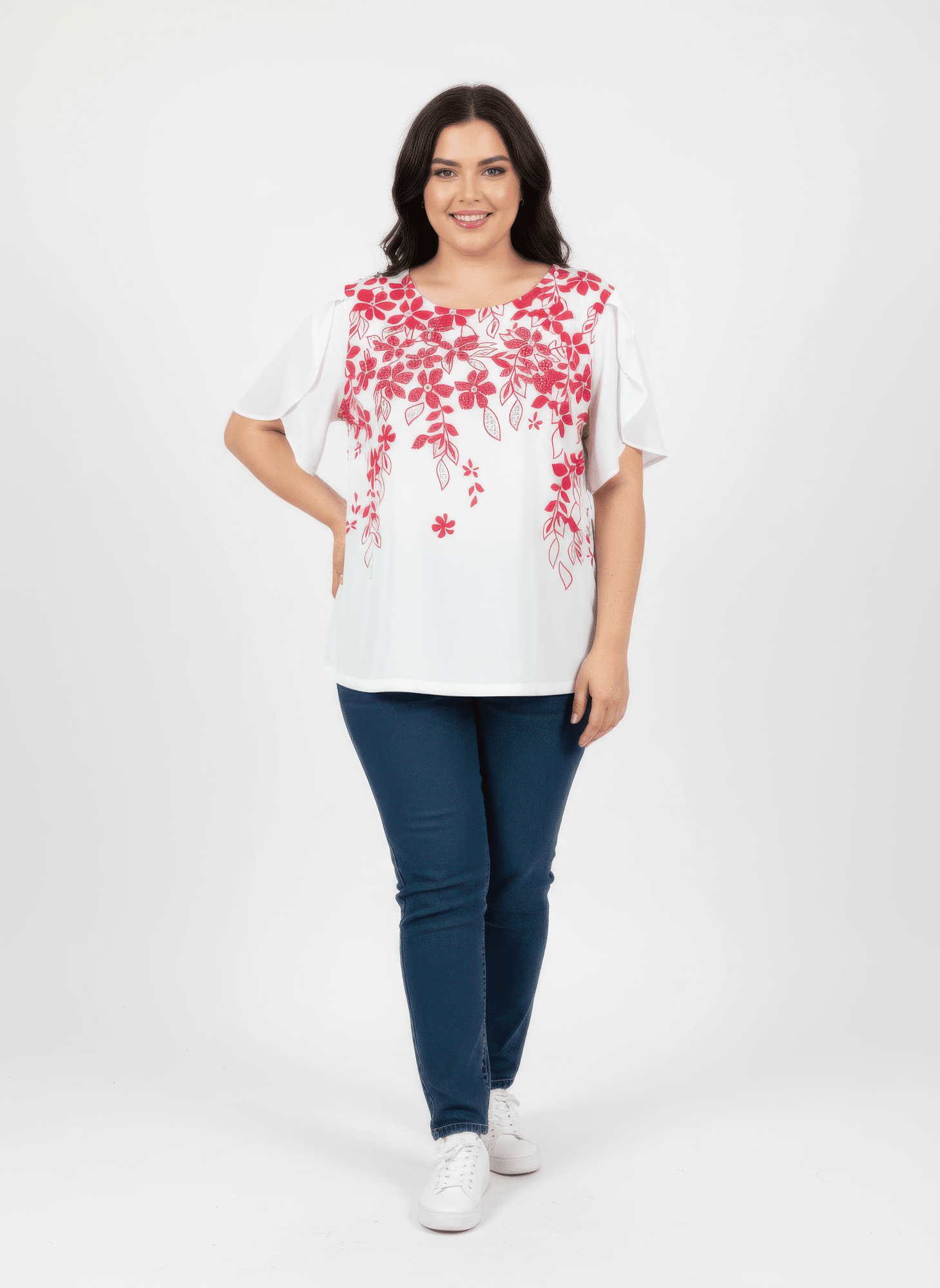 Women Floral Print Flutter Sleeve Knit Top – JeHouze.US