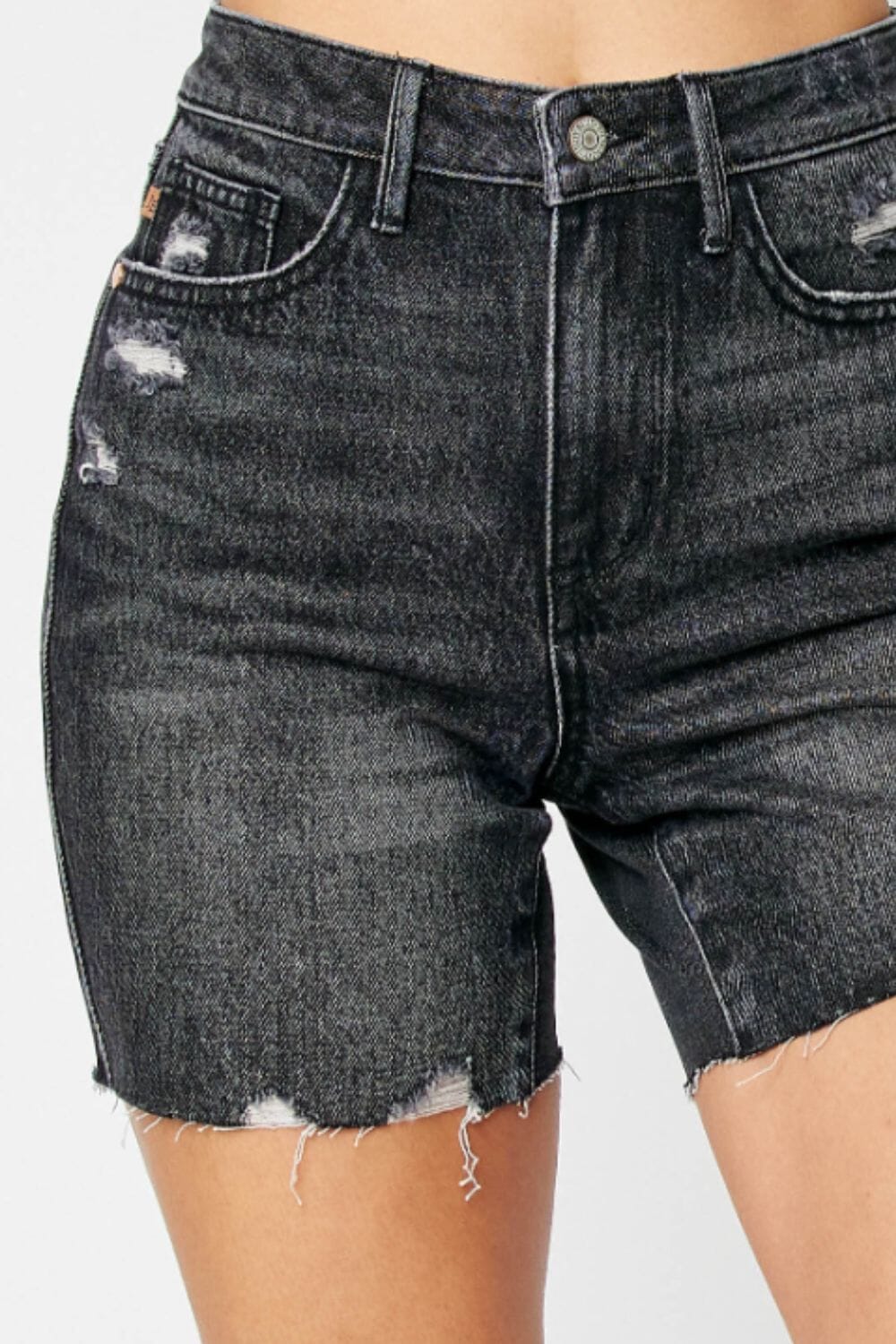 Judy Blue Black High Waist Tummy Control Denim Shorts jeans jehouze