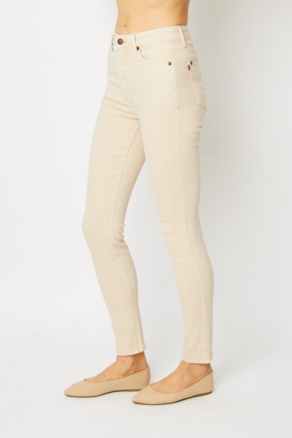 Judy Blue Bone Beige Garment Dyed Tummy Control Skinny Jeans jeans jehouze