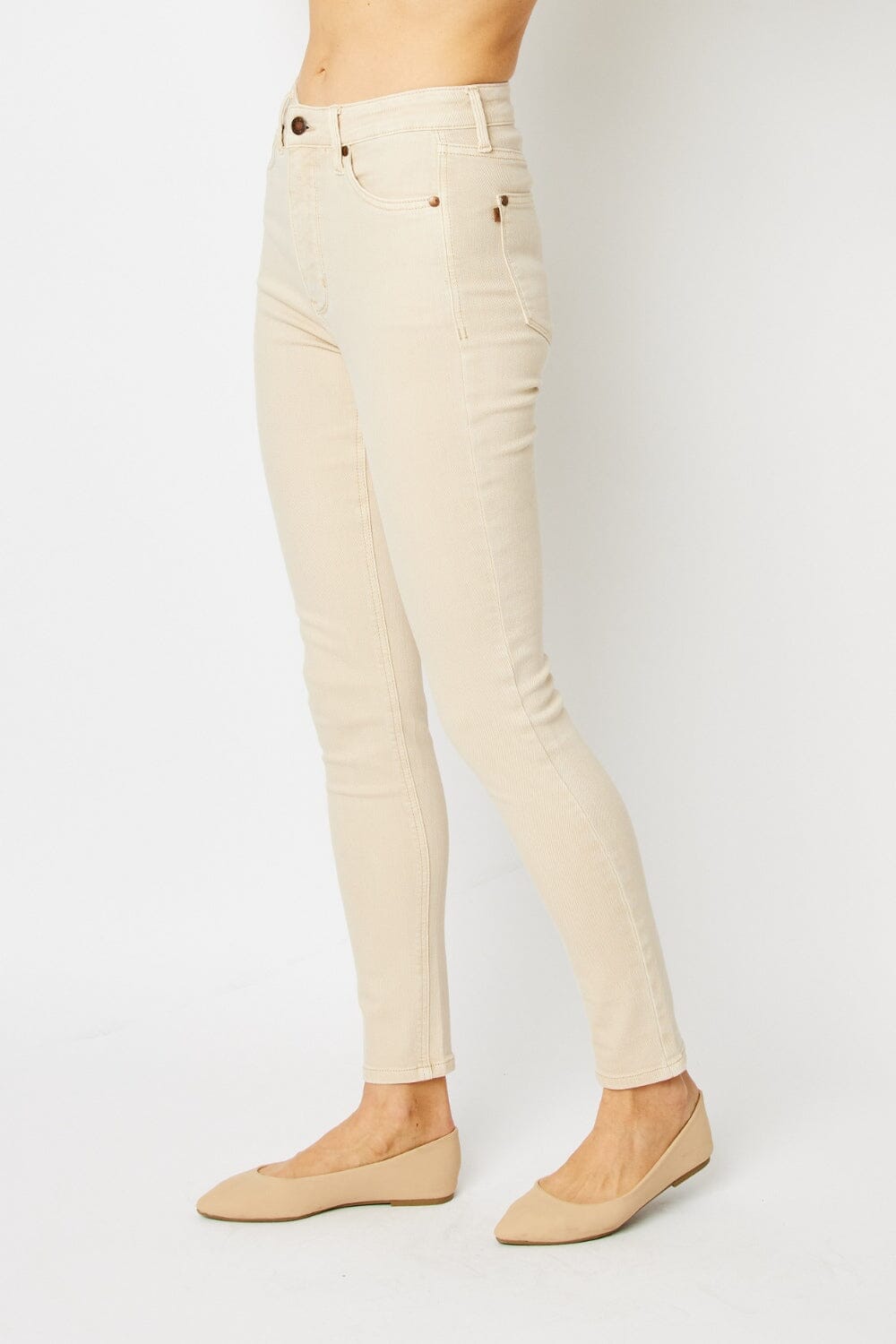 Judy Blue Bone Beige Garment Dyed Tummy Control Skinny Jeans jeans jehouze