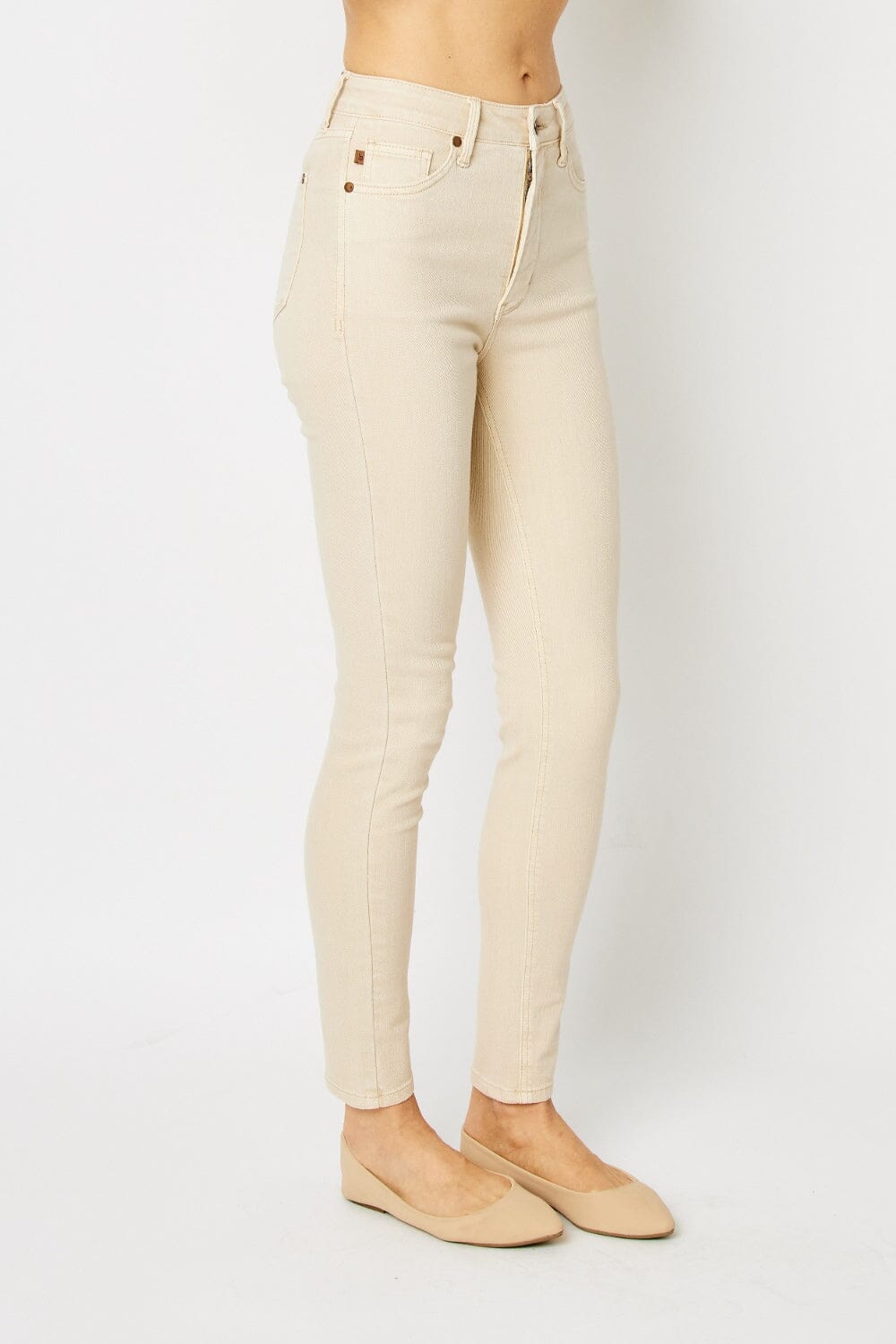 Judy Blue Bone Beige Garment Dyed Tummy Control Skinny Jeans jeans jehouze