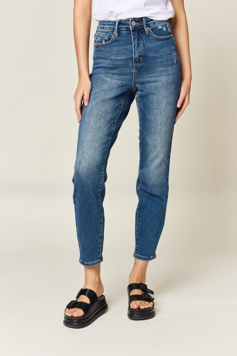 Judy Blue Dark Blue Tummy Control High Waist Slim Jeans jeans jehouze