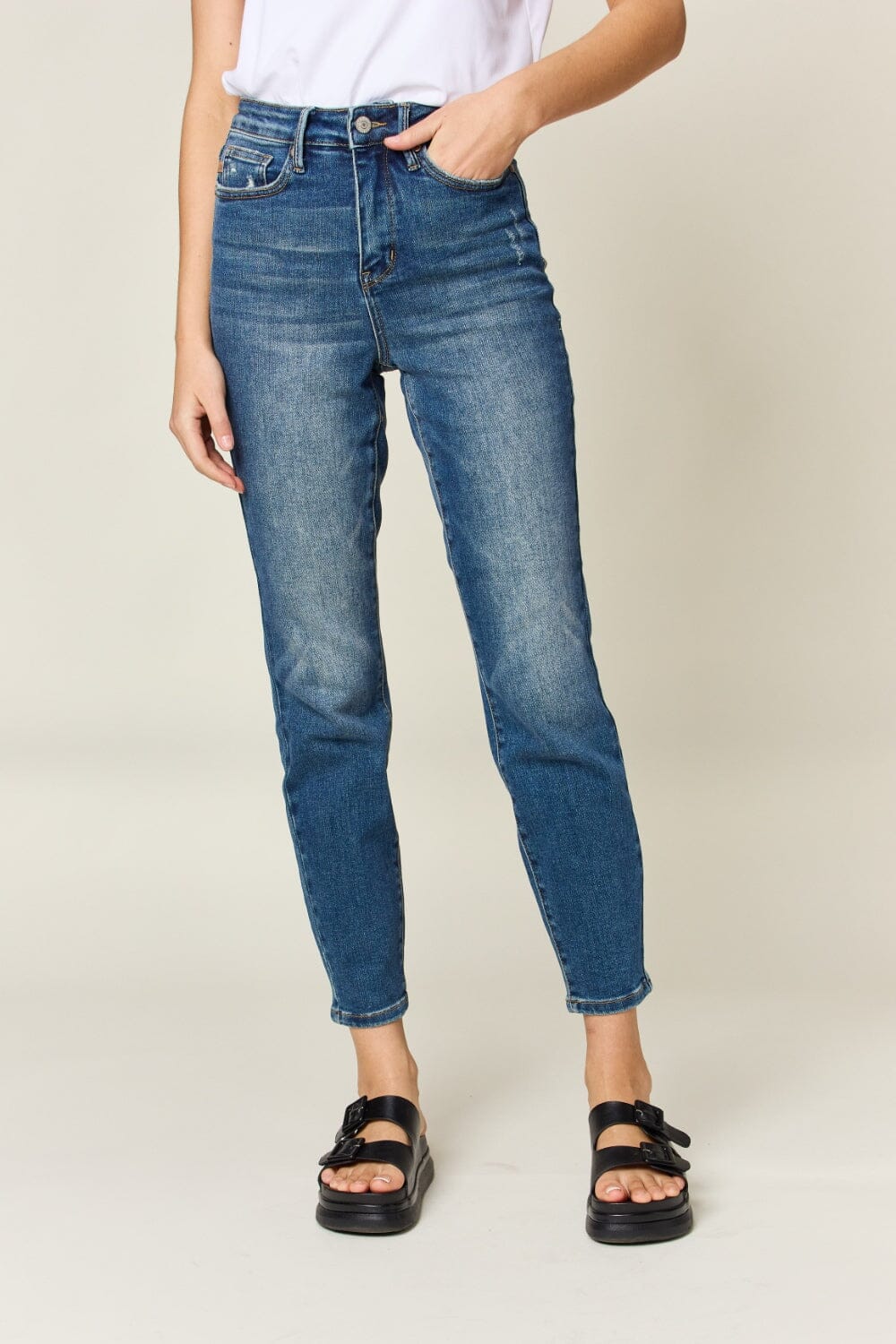 Judy Blue Dark Blue Tummy Control High Waist Slim Jeans jeans jehouze