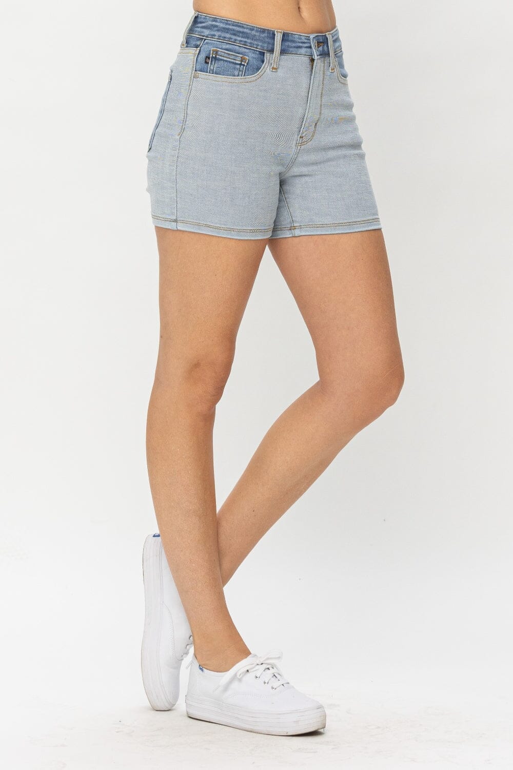 Judy Blue Light Blue Color Block Denim Shorts jeans jehouze
