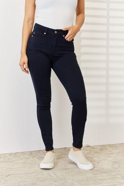 Judy Blue Navy Blue Garment Dyed Tummy Control Skinny Jeans jeans jehouze