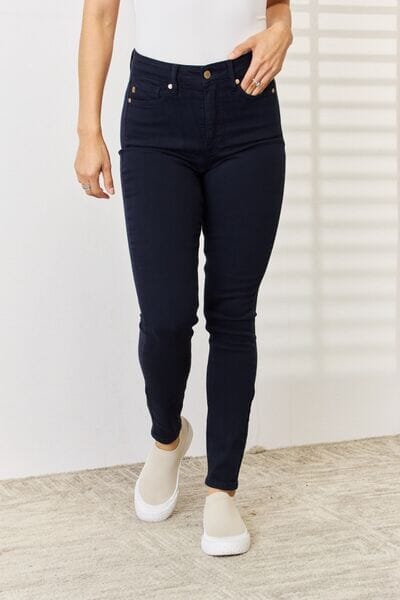 Judy Blue Navy Blue Garment Dyed Tummy Control Skinny Jeans jeans jehouze