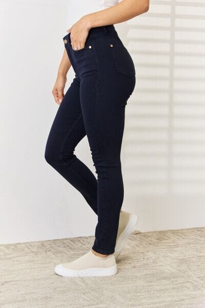 Judy Blue Navy Blue Garment Dyed Tummy Control Skinny Jeans jeans jehouze