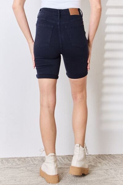 Judy Blue Navy Blue High Waist Tummy Control Bermuda Shorts Shorts jehouze