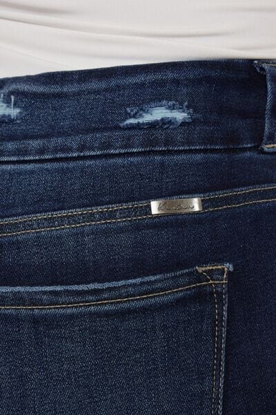Kancan Dark Blue Cat's Whiskers Raw Hem High Waist Jeans jeans jehouze