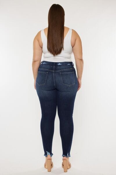 Kancan Dark Blue Cat's Whiskers Raw Hem High Waist Jeans jeans jehouze
