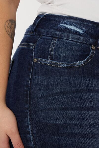 Kancan Dark Blue Cat's Whiskers Raw Hem High Waist Jeans jeans jehouze