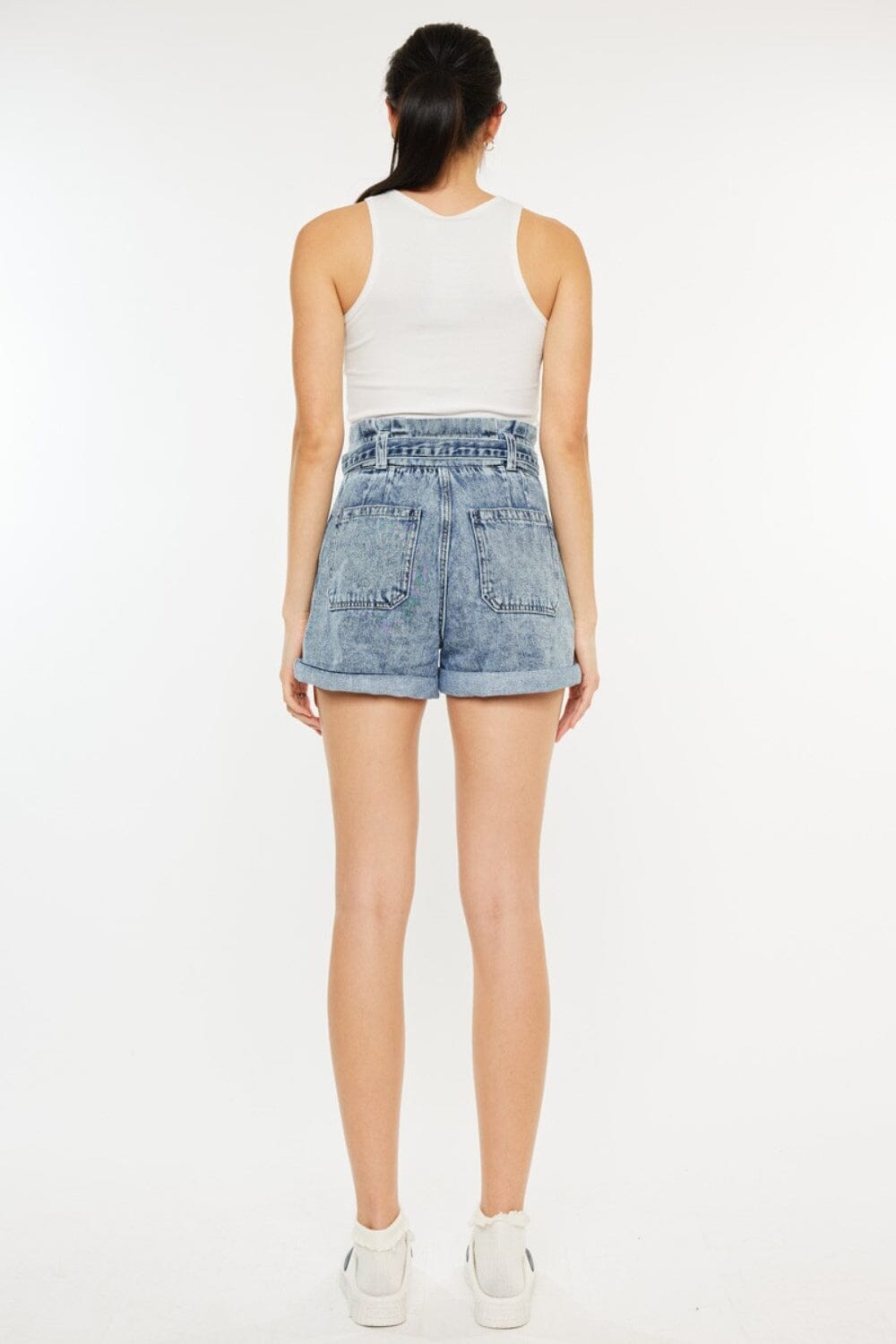 Kancan Medium Blue Ultra High Rise Paperbag Denim Shorts jeans jehouze