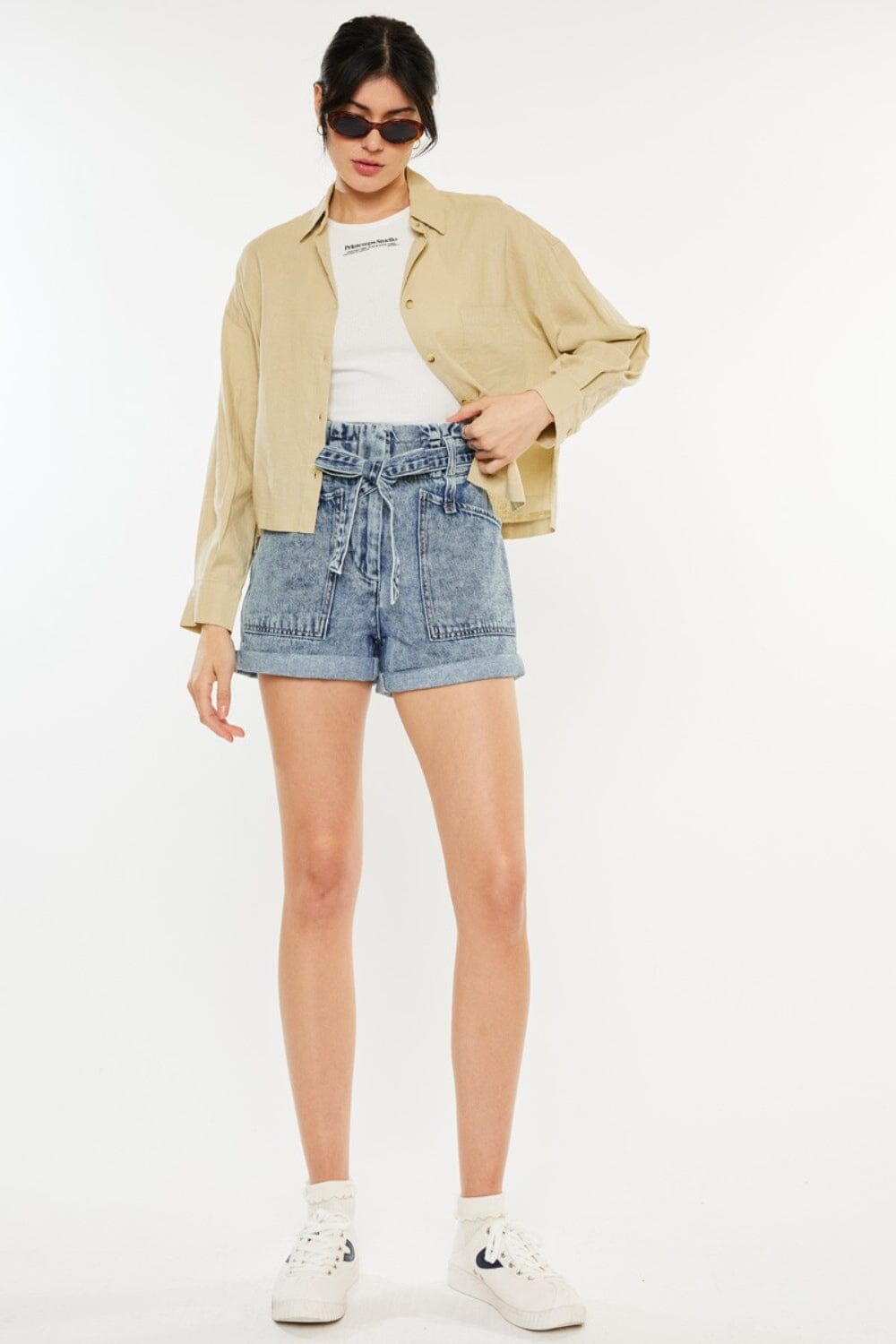 Kancan Medium Blue Ultra High Rise Paperbag Denim Shorts jeans jehouze Medium 3