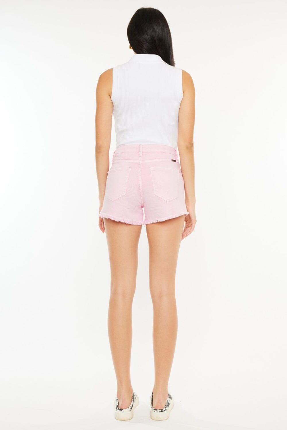 Kancan Pink Raw Hem High Waist Denim Shorts jeans jehouze