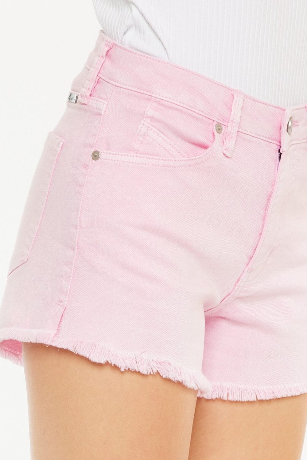Kancan Pink Raw Hem High Waist Denim Shorts jeans jehouze