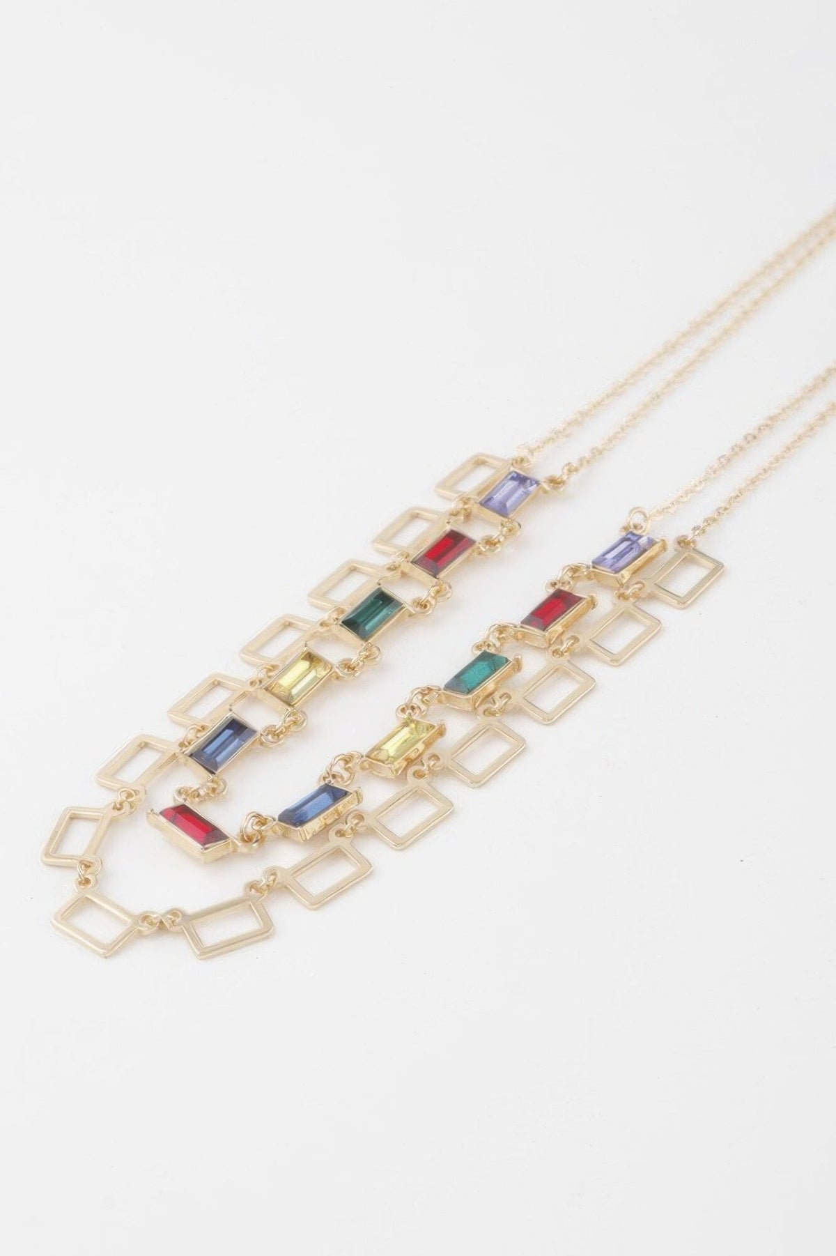 Multi Square Crystal Charm Necklace Necklaces jehouze