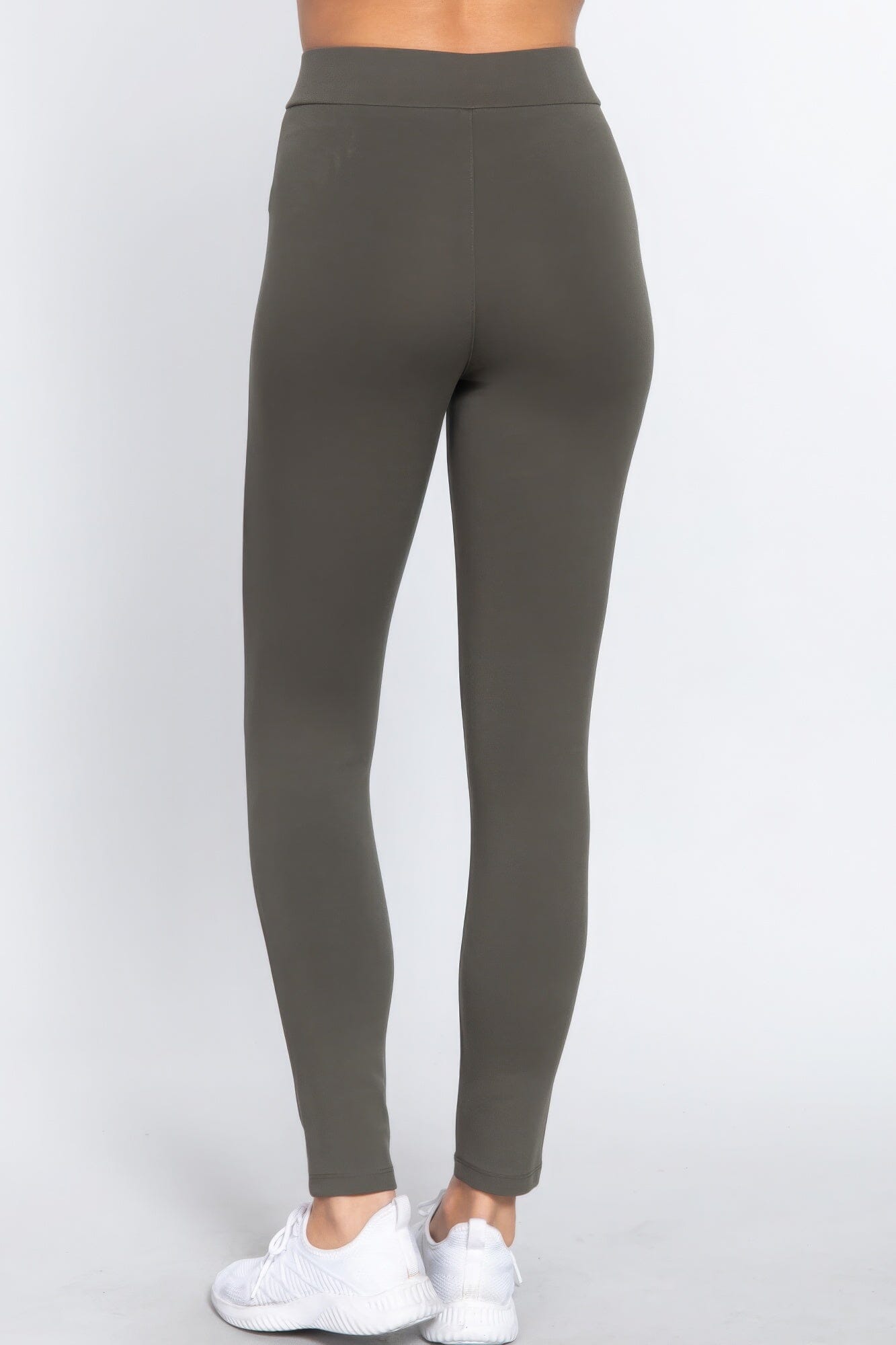 Olive Grey Mid-rise Ponte legging Pants Activewear jehouze