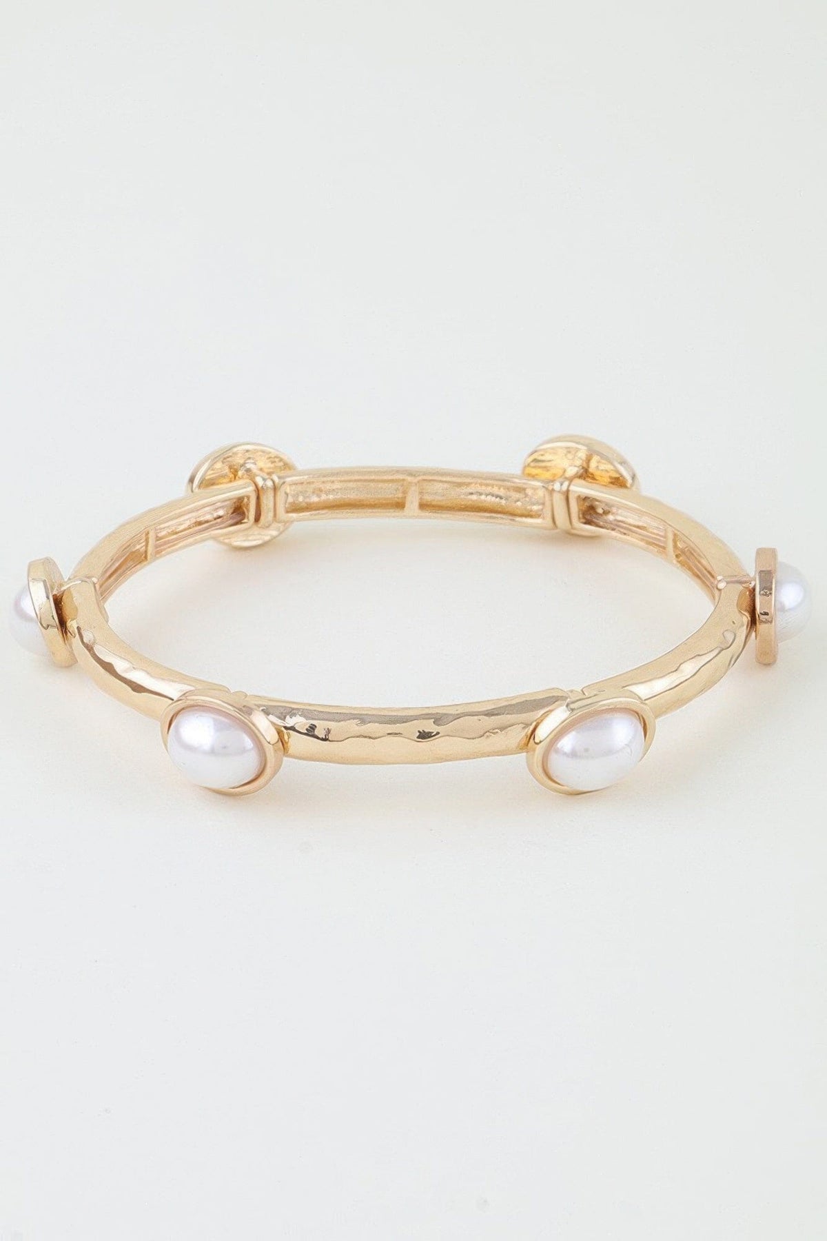 Pearl Stone Charm Cuff Bracelet jehouze