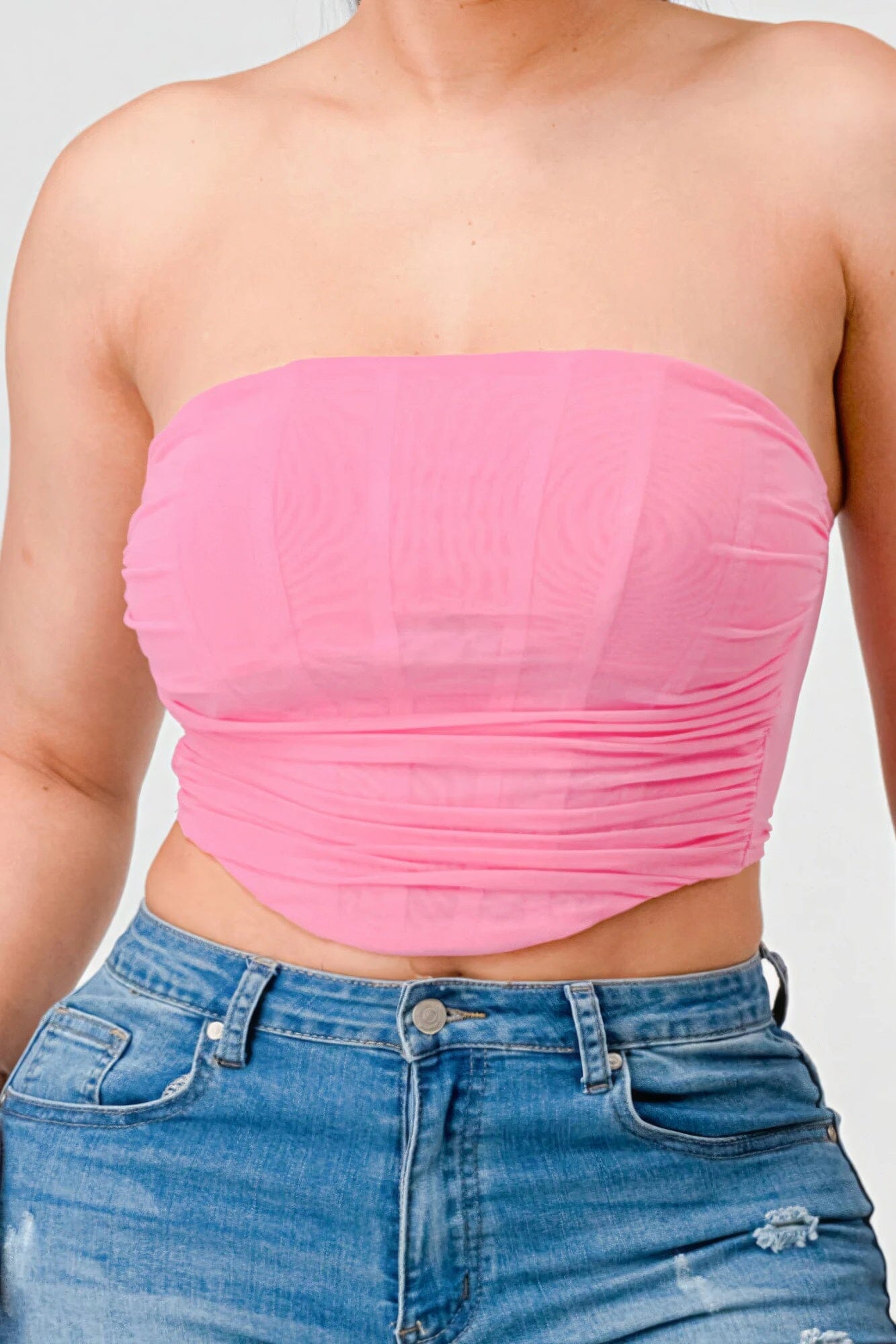 Pink Luxe super stretch mesh layered corset bustier Shirts & Tops jehouze