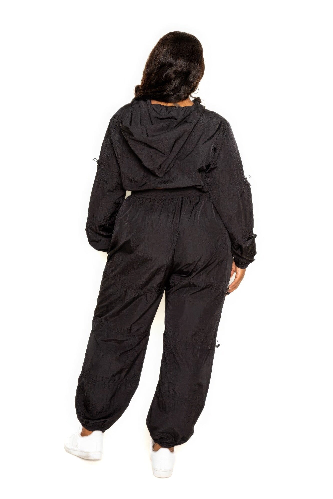 Plus Size Active Zip Up Set With Cord Lock Detail Outfit Sets jehouze