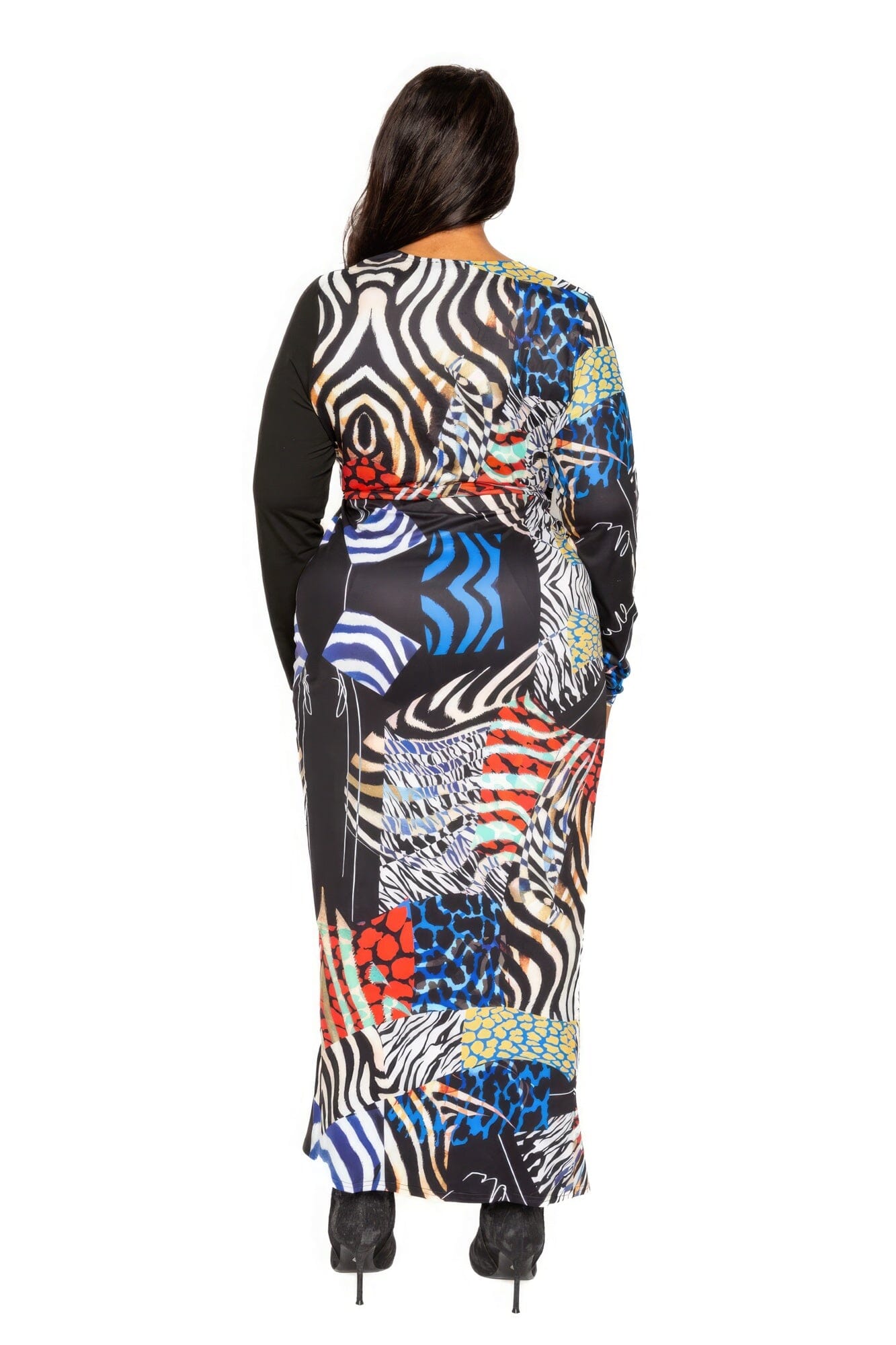 Plus Size Animal Print Splice Dress With High-low Hem Dresses jehouze