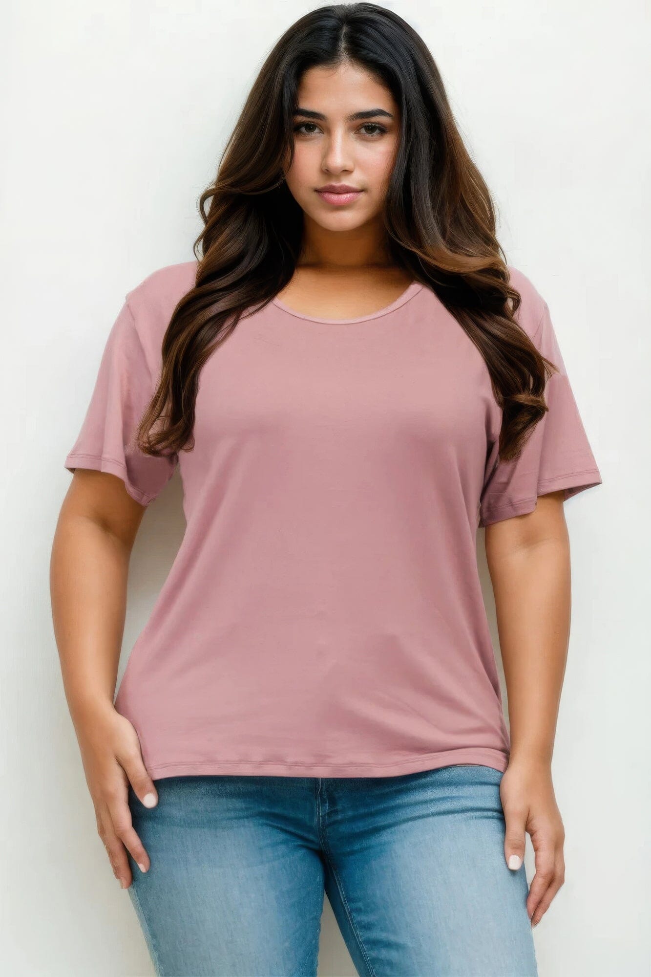 Plus Size Basic Short Sleeve T-shirt Shirts & Tops jehouze